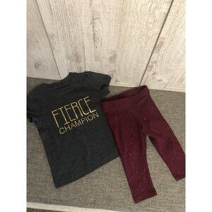 Girl’s Cat & Jack Fierce Champion T Shirt w/ Glittery Leggings 12 Months